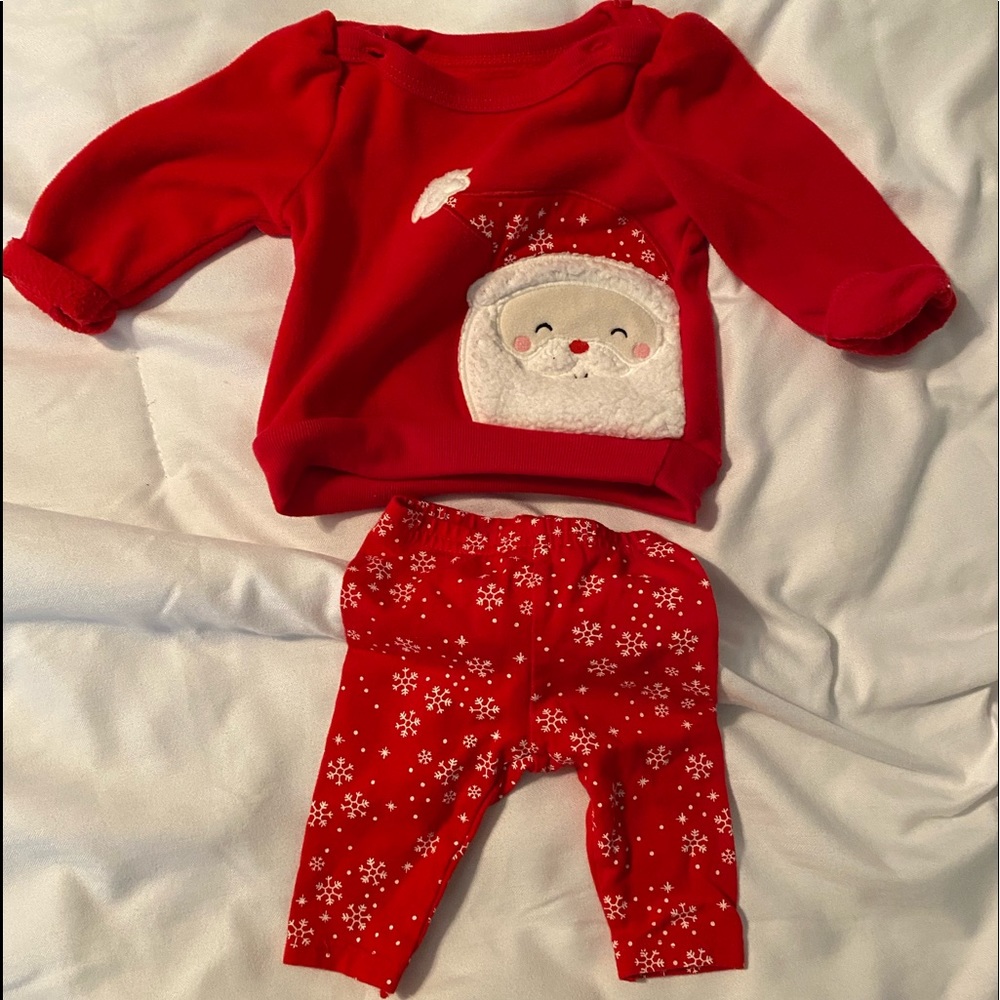 Set of 3 baby girls Christmas outfits.